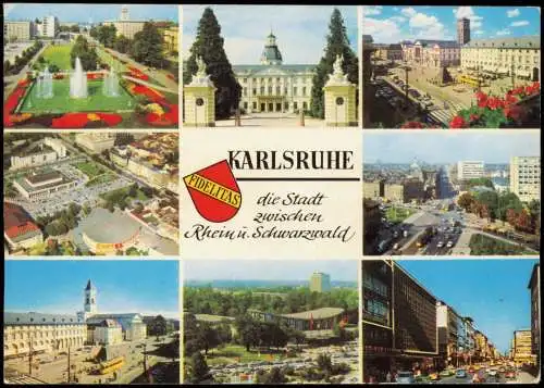 Ansichtskarte Karlsruhe Mehrbildkarte mit diversen Stadtteilansichten 1980