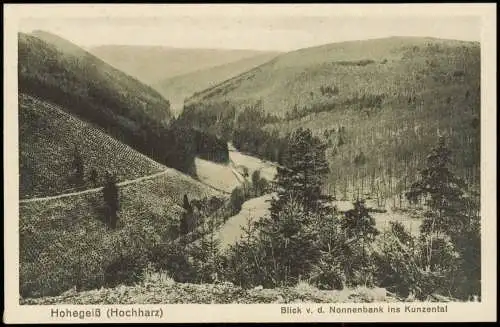 Hohegeiß-Braunlage Umland-Ansicht Blick v. d. Nonnenbank ins Kunzental 1910