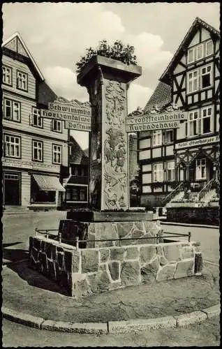 Bad Grund (Harz) Ortsansicht mit altem Wegweiser, Geschäft, Hotel 1950