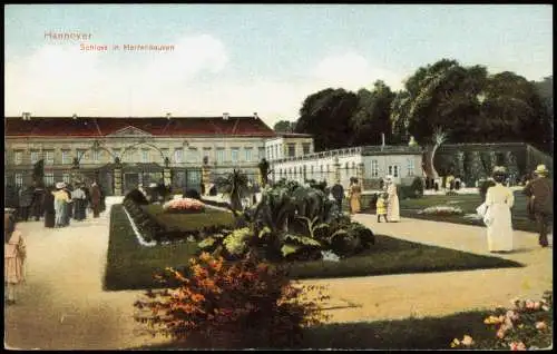 Herrenhausen-Hannover Schloss Partie, feine Gesellschaft im Garten 1910