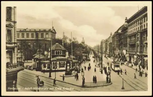 Hannover Adolf-Hitler-Platz mit Café Kröpcke, Tram Straßenbahn 1940