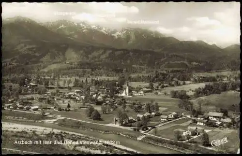 Ansichtskarte .Bayern Arzbach mit Isar u. Benediktenwand 1963/1962