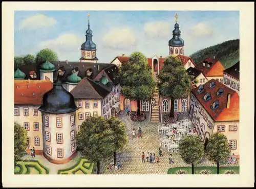 Ettlingen Das Rosengärtle in Ettlingen Künstlerkarte Heidrun Maurer 1980