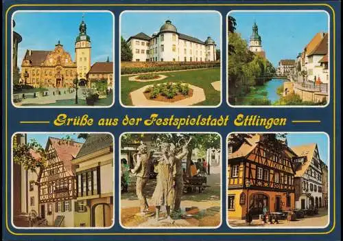 Ansichtskarte Ettlingen Ortsansichten Mehrbild-AK mit 6 Ansichten 1980