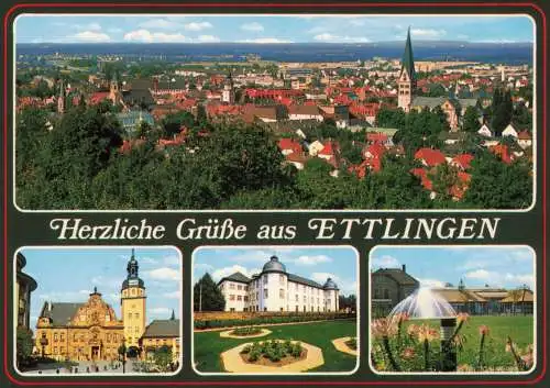 Ettlingen Mehrbildkarte u.a. Panorama-Ansicht Stadt in Baden 1980