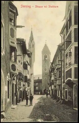 Cartoline Sterzing Vipiteno Strasse mit Stadtturm 1901