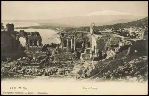 Cartoline Taormina Teatro Greco Ruinen des antikes Theater 1910