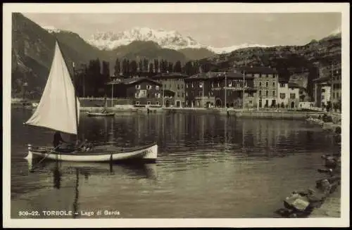 Torbole Naag-Turbel Nago- Ortsansicht TORBOLE Gardasee Boot Lago di Garda 1920