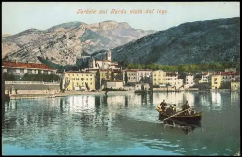 Torbole Naag-Turbel Nago- Torbole sul Garda visto dal lago Gardasee,  Boot 1910