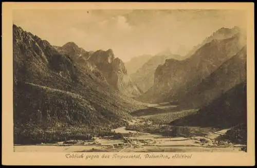 Toblach Dobbiaco Panorama-Ansicht gegen das Ampezzotal Dolomiten Südtirol 1910