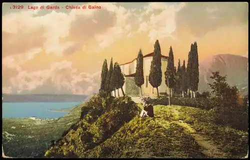 Cartoline Riva del Garda Gardasee Lago di Garda Chiesa di Gaïno 1910