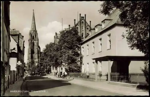 Marburg an der Lahn Stadtteilansicht, Strassen Partie an der Frauenklinik 1960