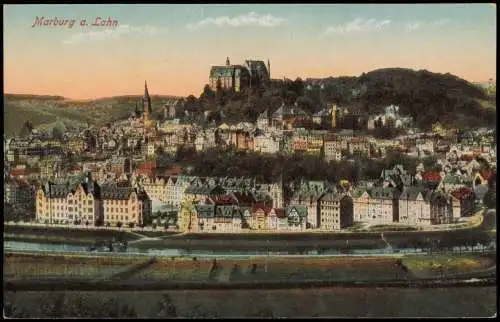 Ansichtskarte Marburg an der Lahn Panorama-Ansicht, Totalansicht 1910