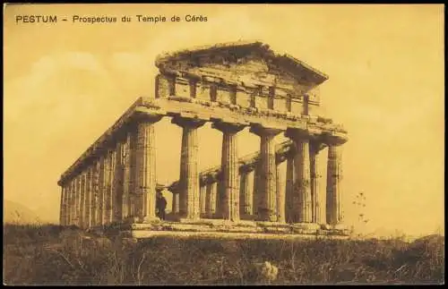 Paestum Pestum Ortsansicht, antiker Tempel, Prospectus du Temple de Cérès 1910