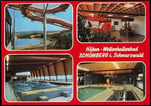 Schömberg (Schwarzwald) Mehrbildkarte 4 Ansichten v. Freibad Wellenbad 1985