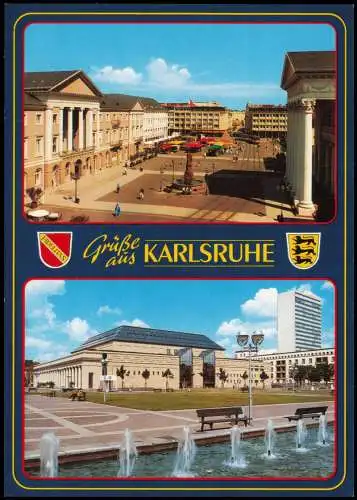 Ansichtskarte Karlsruhe Mehrbildkarte mit 2 Ortsansichten 1990