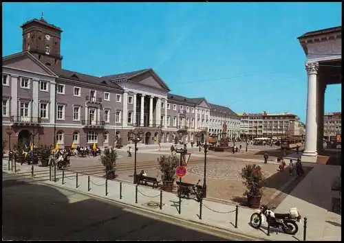 Ansichtskarte Karlsruhe Marktplatz mit Rathaus 1991