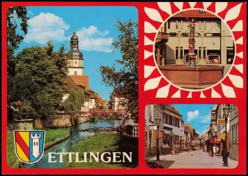 Ansichtskarte Ettlingen Mehrbildkarte mit 3 Ortsansichten 1975