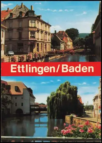 Ansichtskarte Ettlingen Mehrbildkarte mit 2 farbigen Ortsansichten 1970