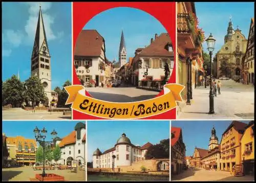 Ansichtskarte Ettlingen Mehrbildkarte mit 6 Ortsansichten 1987