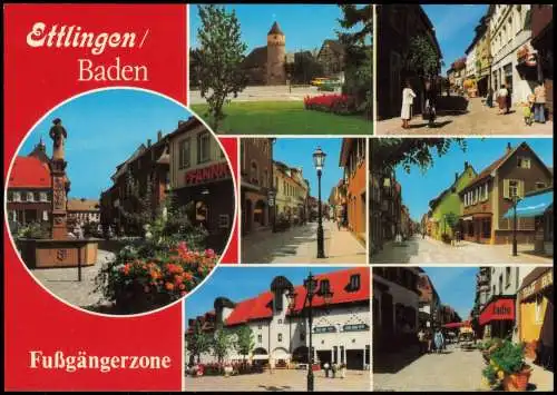 Ettlingen Mehrbildkarte mit Ortsansichten der Stadt in Baden 1987