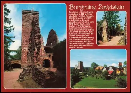 Ansichtskarte Bad Teinach-Zavelstein Mehrbildkarte mit der Burg-Ruine 1993