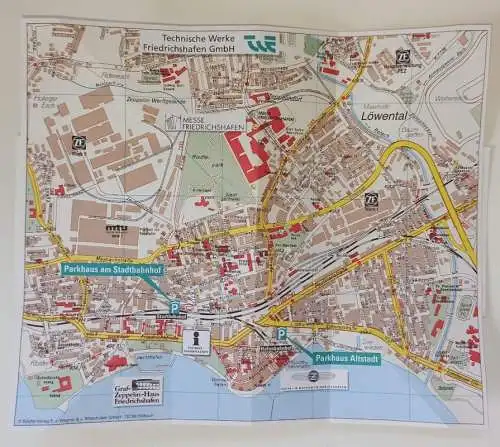 Friedrichshafen Stadtplan mit Parkplätzen der TWF, Messe, Zeppelinhaus 2000