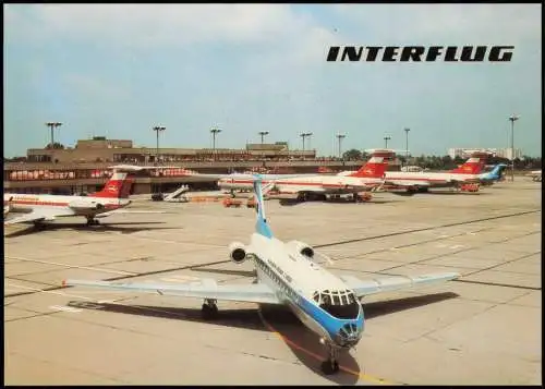 Ansichtskarte Schönefeld-Berlin Flughafen INTERFLUG Flugzeuge DDR 1988