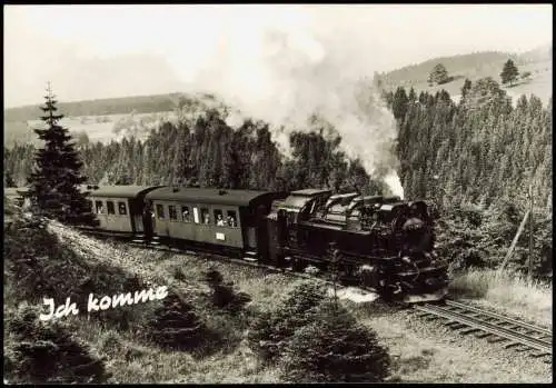 Ansichtskarte  Eisenbahn Dampflokomotive, Ich komme 1979