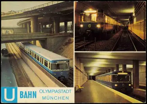 Ansichtskarte München U-Bahn Bahnhof Nordfriedhof Tatzelwurm 1975