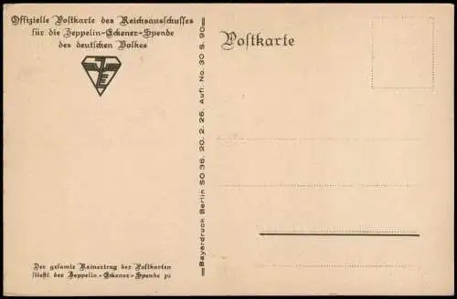 Flugwesen - Zeppelin Allen Gewalten trotzend Künstlerkarte 1926