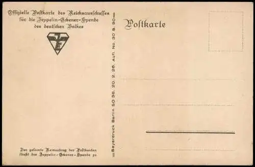 Flugwesen - Zeppelin über Stadt Künstlerkarte winkende Familie 1926