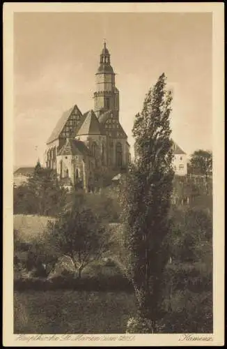 Ansichtskarte Kamenz Kamjenc Hauptkirche St. Marien (um 1205). 1926