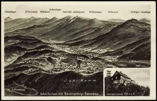 Postcard Schreiberhau Szklarska Poręba 2 Bild Landkarten AK Baude 1929