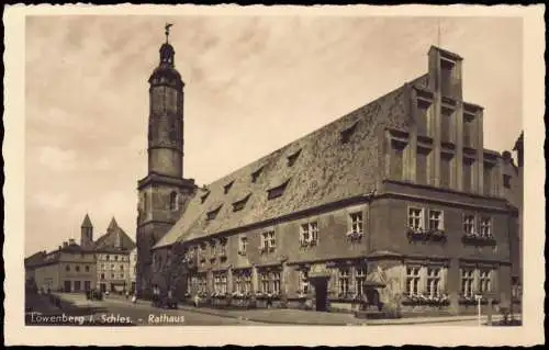 Postcard Löwenberg (Schlesien) Lwówek Śląski Partie am Rathaus 1932