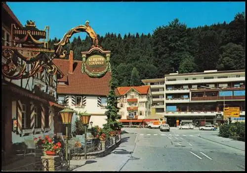 Ansichtskarte Bad Herrenalb Ortsansicht mit Hotel Cafe Klosterschänke 1986