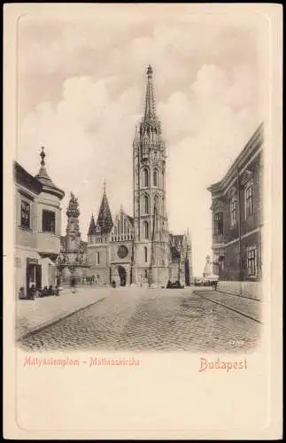 Postcard Budapest Straßenpartie Matthiaskirche 1912  Ungarn Magyar