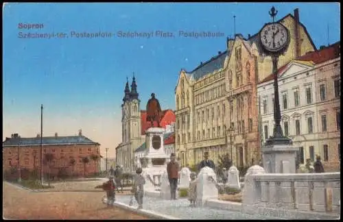 Ödenburg Sopron Széchenyi-tér, Postapalota  Széchenyi Platz 1914  Ungarn Magyar