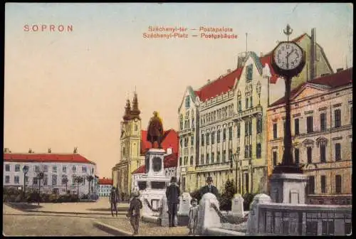 Ödenburg Sopron Partie Széchenyi-Platz - Post Széchenyi-tér 1916  Ungarn Magyar