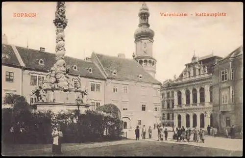 Postcard Ödenburg Sopron Városháztér Rathausplatz 1914  Ungarn Magyar