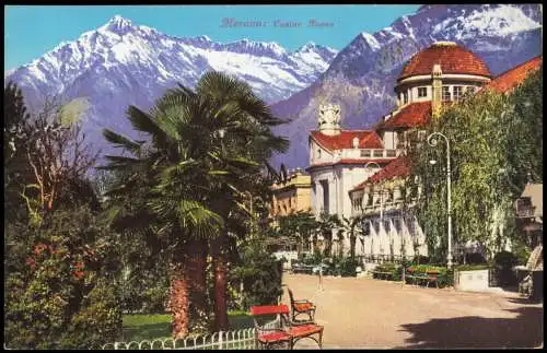 Cartoline Meran Merano Ortsansicht, Casino Nuovo, Berg-Panorama 1910