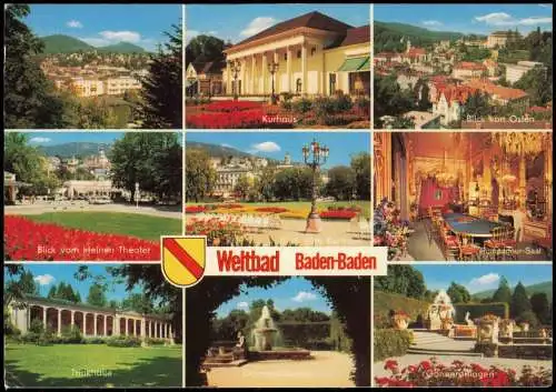 Ansichtskarte Baden-Baden Mehrbildkarte mit 9 Ortsansichten 1985