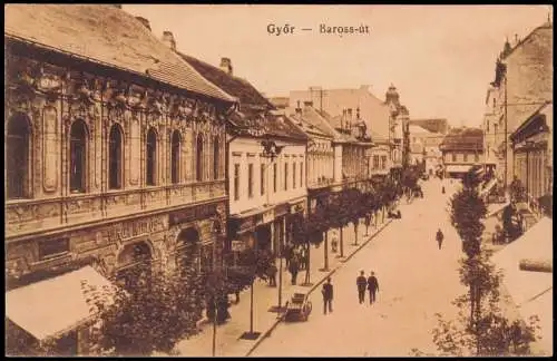 Postcard Raab Győr Baross-út Straßenpartie 1919  Ungarn Magyar