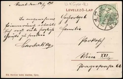 Postcard Raab Győr Partie am Rathaus 1911  Ungarn Magyar