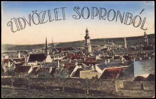 Postcard Ödenburg Sopron Gesamtansicht Stadtpartie 1919  Ungarn Magyar