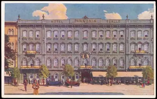 Postcard Budapest HOTEL PANNONIA SZÁLLÓ Rákóczi-út 5. 1932