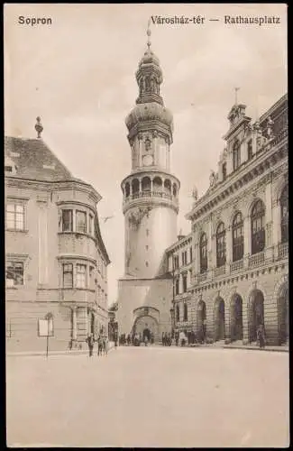 Postcard Ödenburg Sopron Városház-tér Rathausplatz 1913 Ungarn Magyar