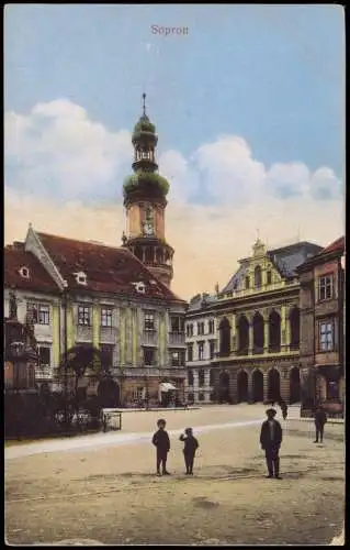 Postcard Ödenburg Sopron Partie an der Kirche - Kinder 1913