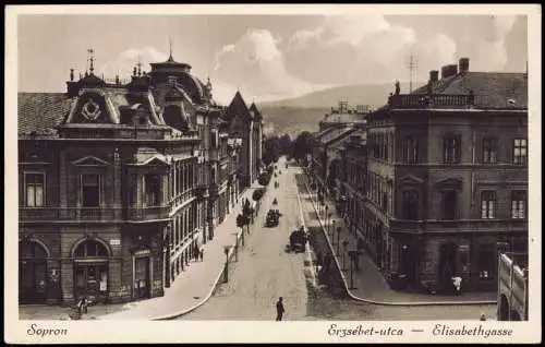 Postcard Ödenburg Sopron Erzsébet-utca Elisabethgasse 1928  Ungarn Magyar