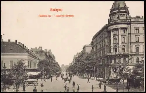 Postcard Budapest Rákóczi-út. Rákóczi-Strasse. 1919  Ungarn Magyar